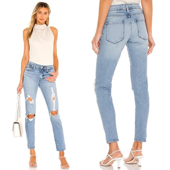 Frame Le Garcon Mid Rise Beldon Rips Distressed Jeans - Picture 4 of 15